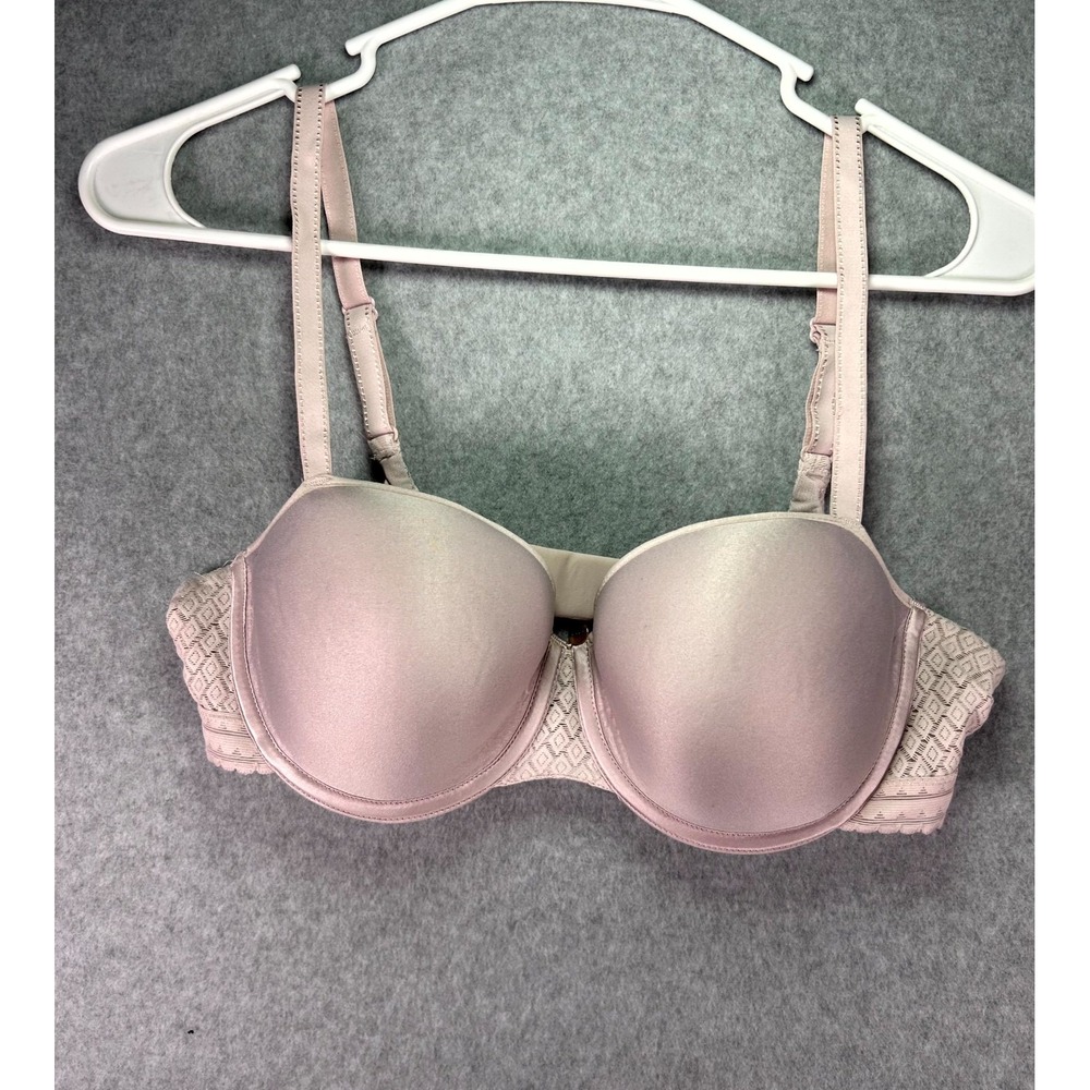 Chantelle Lucie Lace Comfort Demi T-Shirt Bra Womens 34 D Soft Mauve Memory Foam